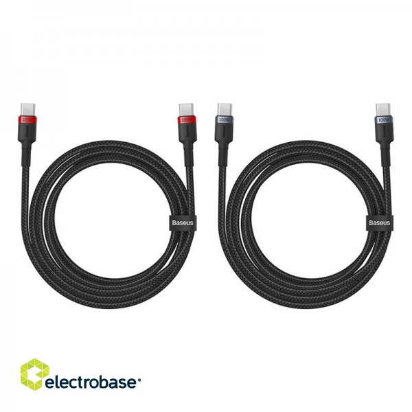 Cable Baseus Cafule USB-C to USB-C 100W,2m, 2psc (Red Black, Grey Black) image 5