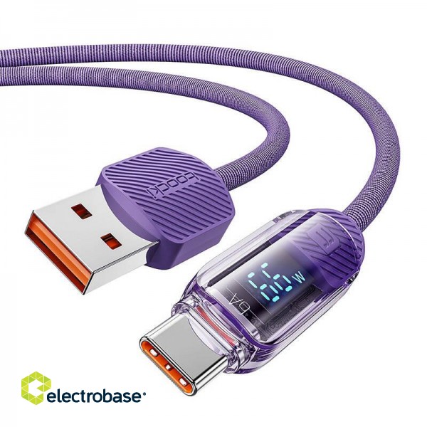 Cable USB to USB-C Toocki TXCTYX05-P, 1m, FC 66W (purple) фото 2
