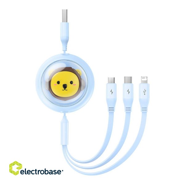Charging Cable 3w1 Baseus USB to USB-C, USB-M, Lightning 3,5A, 1,1m (blue) фото 2