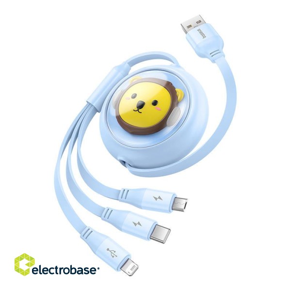 Charging Cable 3w1 Baseus USB to USB-C, USB-M, Lightning 3,5A, 1,1m (blue) image 3