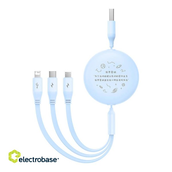 Charging Cable 3w1 Baseus USB to USB-C, USB-M, Lightning 3,5A, 1,1m (blue) фото 6