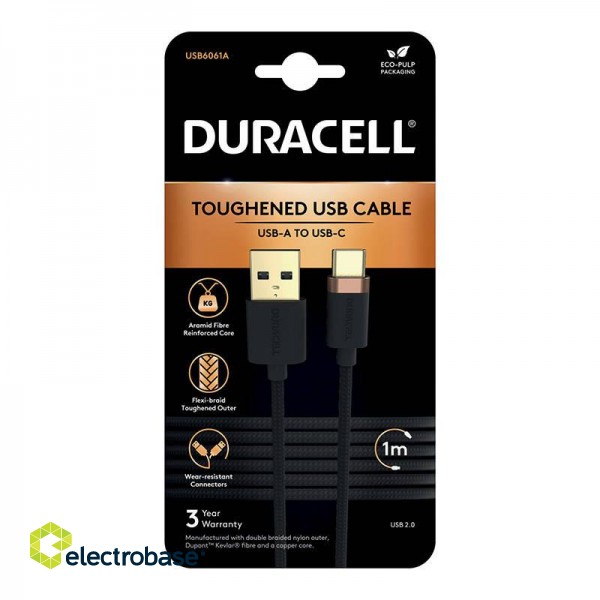 Duracell USB cable for USB-C 2.0 1m (Black) фото 2