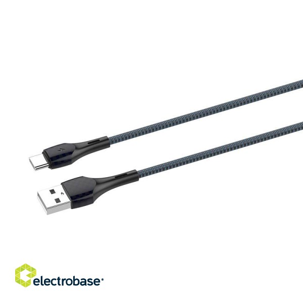 LDNIO LS521, 1m  USB - USB-C Cable (Grey-Blue) image 1
