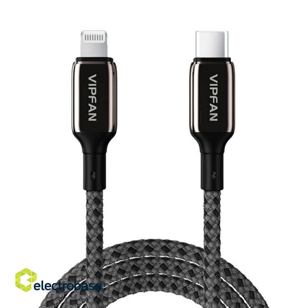 USB-C to Lightning Cable VFAN P03 1,5m, Power Delivery (black) paveikslėlis 1