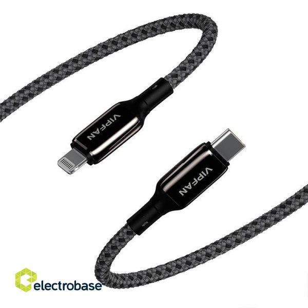 USB-C to Lightning Cable VFAN P03 1,5m, Power Delivery (black) paveikslėlis 2