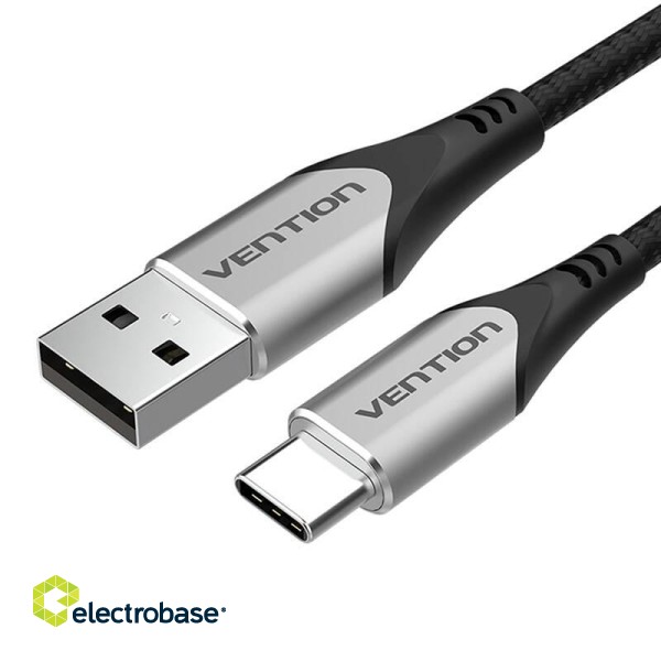 USB 2.0 A to USB-C cable Vention CODHC 3A 0,25m gray фото 3