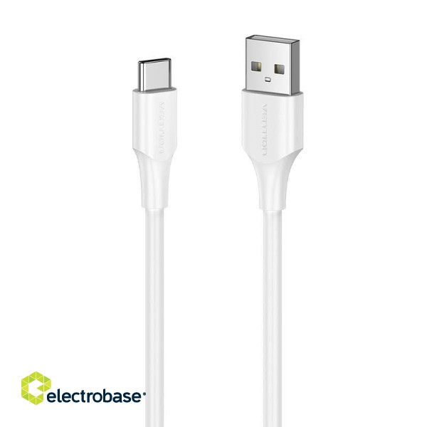 USB 2.0 A to USB-C 3A Cable Vention CTHWH 2m White фото 2