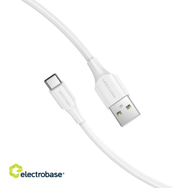 USB 2.0 A to USB-C 3A Cable Vention CTHWH 2m White фото 3