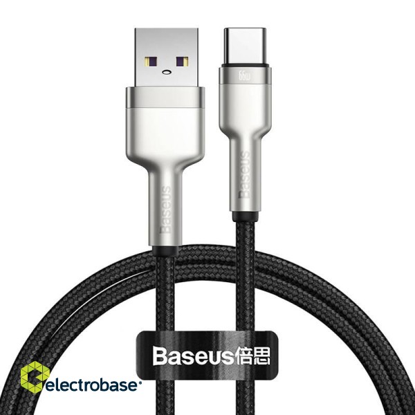 USB cable for USB-C Baseus Cafule, 66W, 1m (black) paveikslėlis 2