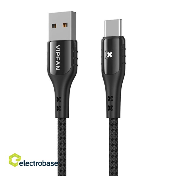 USB to USB-C cable VFAN Colorful X13, 3A, 1.2m (black) image 1