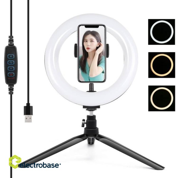 Tripod Mount Puluz with 20cm LED Ring Vlogging PKT3073B image 1