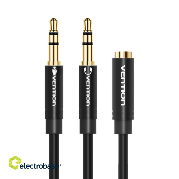 Cable Audio 2x 3.5mm male to 3,5mm female Vention BBUBY 0.3m Black image 1