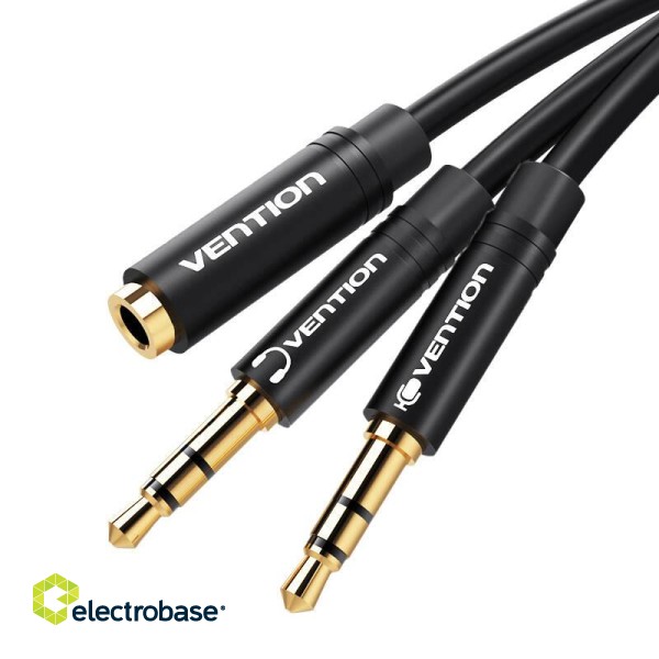 Cable Audio 2x 3.5mm male to 3,5mm female Vention BBUBY 0.3m Black image 3