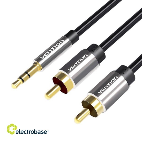 Cable Audio 3.5mm Male to 2x RCA Male Vention BCFBH 2m Black paveikslėlis 1