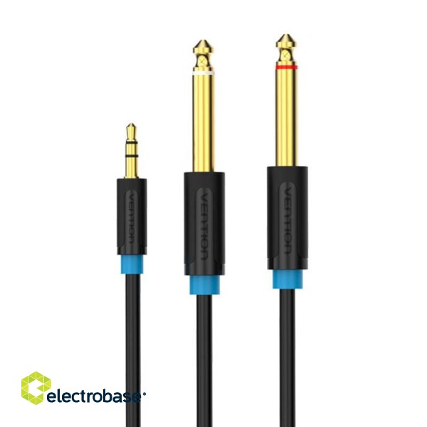 Audio Cable 3.5mm TRS to 2x 6.35mm Vention BACBF 1m (black) paveikslėlis 1