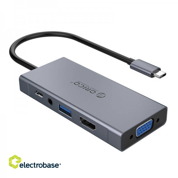 Adapter Hub Orico 5-in-1, HDMI 4K + USB 3.0 + VGA + AUX + USB-C PD 60W image 1