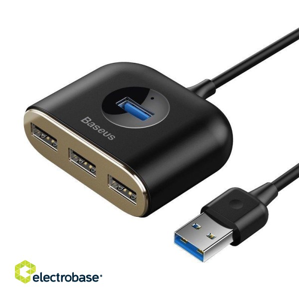 Baseus Square Round USB Adapter, HUB USB 3.0 to 1x USB 3.0 + 3x USB 2.0.1m (Black) image 3