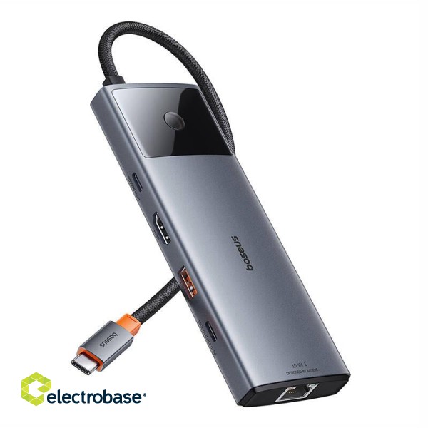 Hub 10in1 Baseus Metal Gleam II Series, USB-C to 1xHDMI, USB-A (10Gbps), USB-C, 2xUSB-A, Ethernet RJ45, SD/TF card, mini-jack 3,5mm, USB-C(PD) image 4