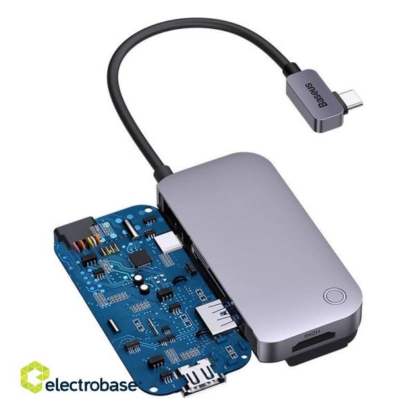 Hub 4in1 Baseus PadJoy Series USB-C to USB 3.0 + HDMI + USB-C PD + jack 3.5mm (Grey) image 5