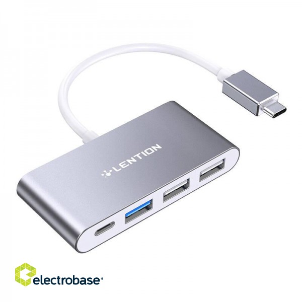 Lention 4in1 Hub USB-C to USB 3.0 + 2x USB 2.0 + USB-C (gray)