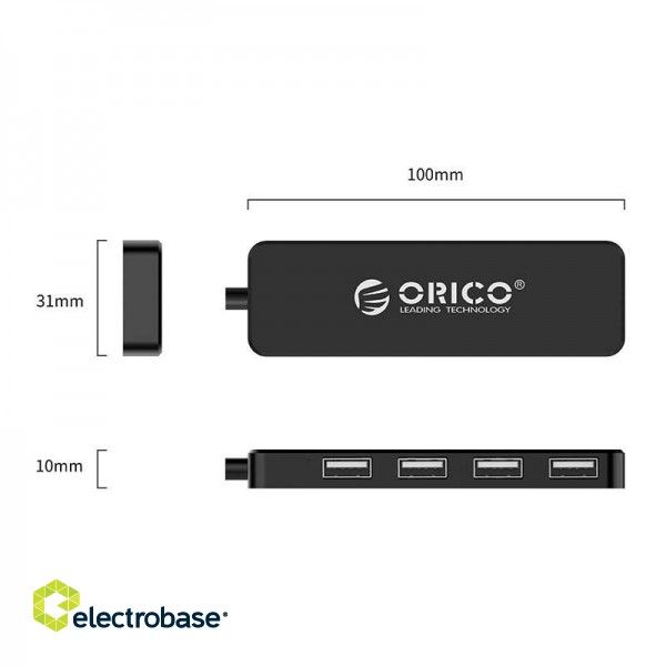 Orico Adapter Hub, USB to 4xUSB (black) paveikslėlis 4