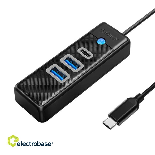 Orico Hub Adapter USB-C to 2x USB 3.0 + USB-C, 5 Gbps, 0.15m (Black) фото 2