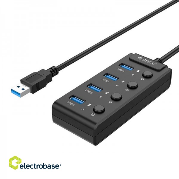 Orico  USB 3.0. Hub with switches, 4x USB (black) image 3