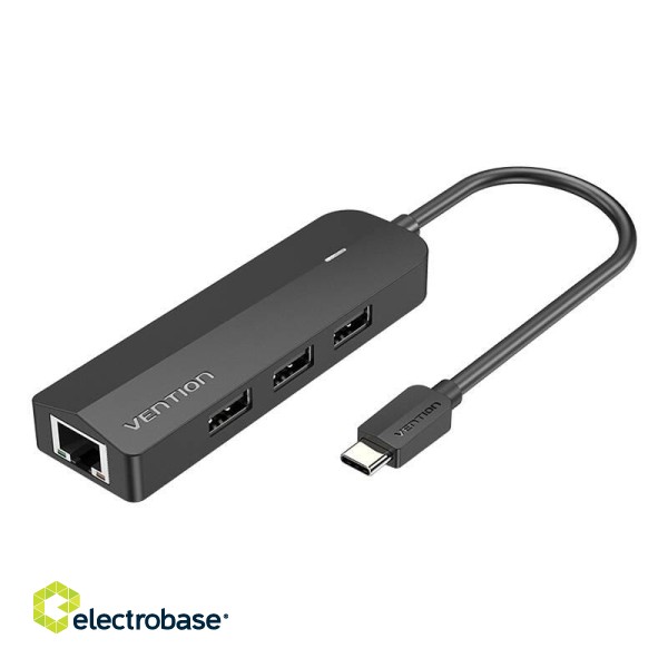 Hub USB-C to 3x USB 2.0, RJ45, Micro USB Vention TGOBB 0.15m, Black image 1