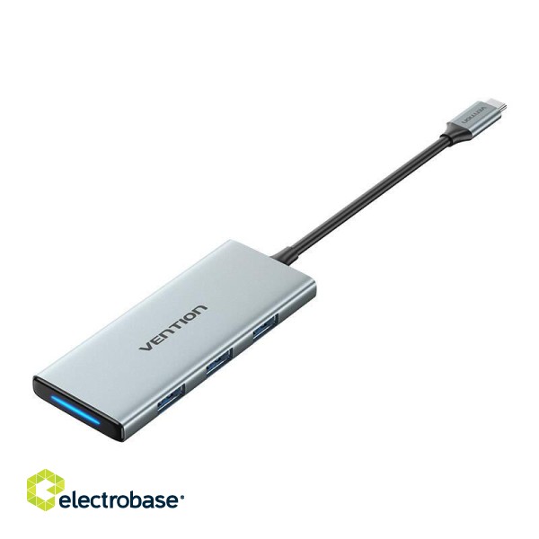 USB-C to HDMI, 3x USB 3.0, SD, TF, PD Hub Vention TOPHB 0.15m Gray фото 1