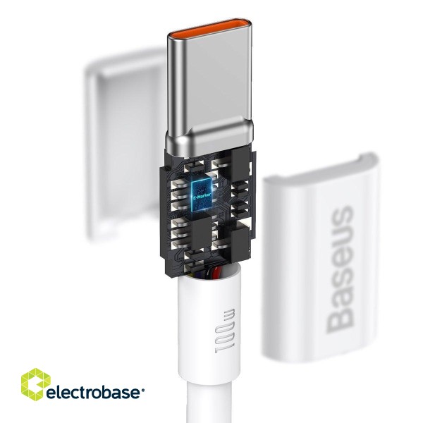 Baseus Superior Series Cable USB-C to USB-C, 100W, 1m (white) paveikslėlis 6