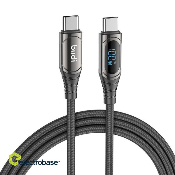 USB-C to USB-C LED cable Budi, 100W, 1.5m (black)