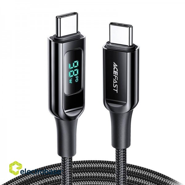 Cable USB-C to USB-C Acefast C6-03 with display, 100W, 2m (black) image 1