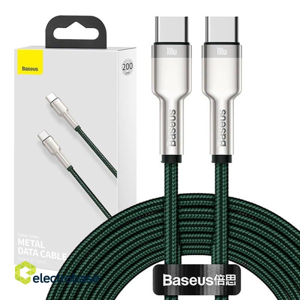 Cable USB-C to USB-C Baseus Cafule, 100W, 2m (green) image 1