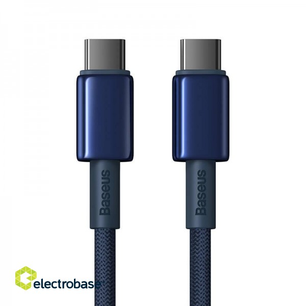 Cable USB-C do USB-C Baseus Tungsten Gold, 100W, 1m (niebieski) paveikslėlis 3