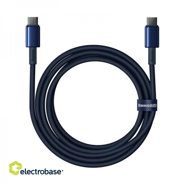 Cable USB-C do USB-C Baseus Tungsten Gold, 100W, 2m (niebieski) image 2