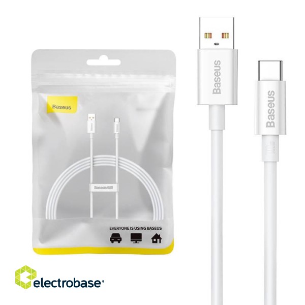 Cable USB do USB-C Baseus Superior 100W 1.5m (white) paveikslėlis 1