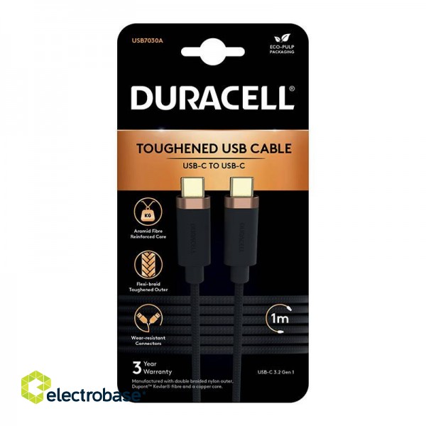 Duracell USB-C cable for USB-C 3.2 1m (Black) фото 2