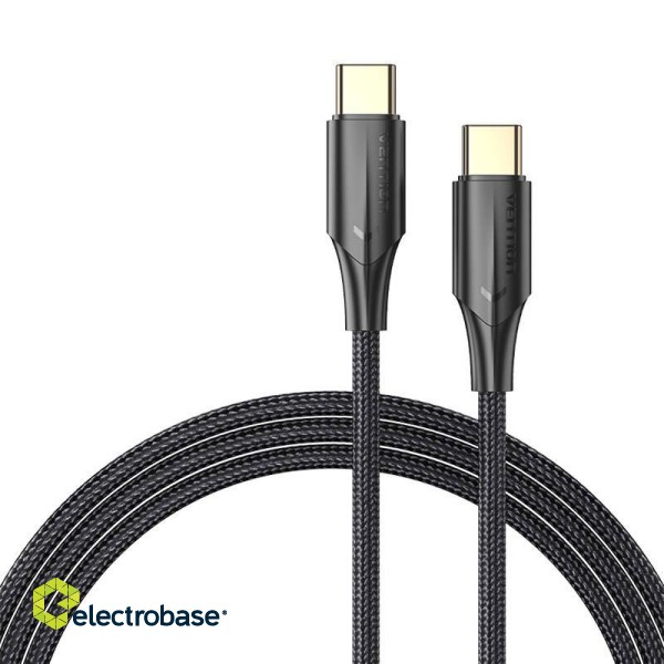 USB-C 2.0 to USB-C Cable Vention TAUBH 2m, 3A, LED Black image 1