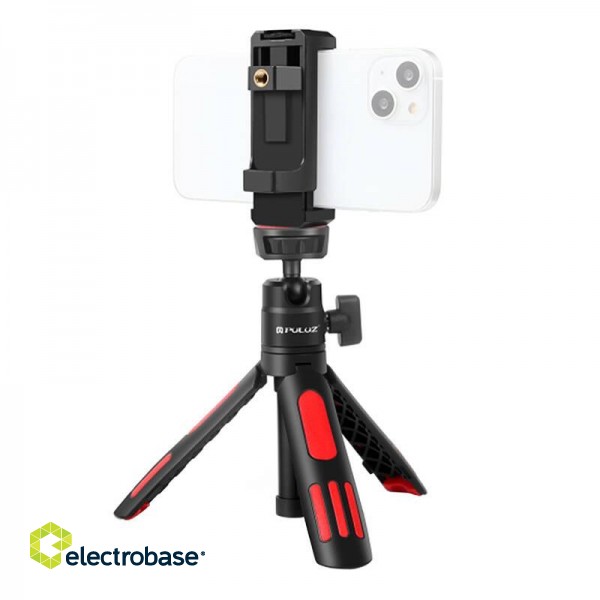 Selfie Stand Tripod PULUZ with Phone Clamp for Smartphones (Red) paveikslėlis 3