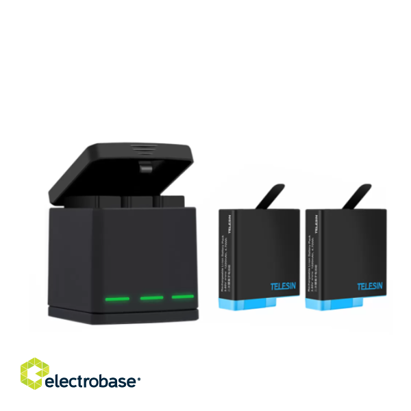3-slot charger box Telesin for GoPro Hero 8 + 2 batteries (GP-BNC-801) image 1