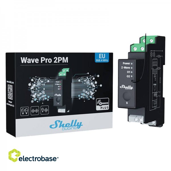 2-channel DIN rail relay with energy measurement Shelly Qubino Pro 2PM image 3