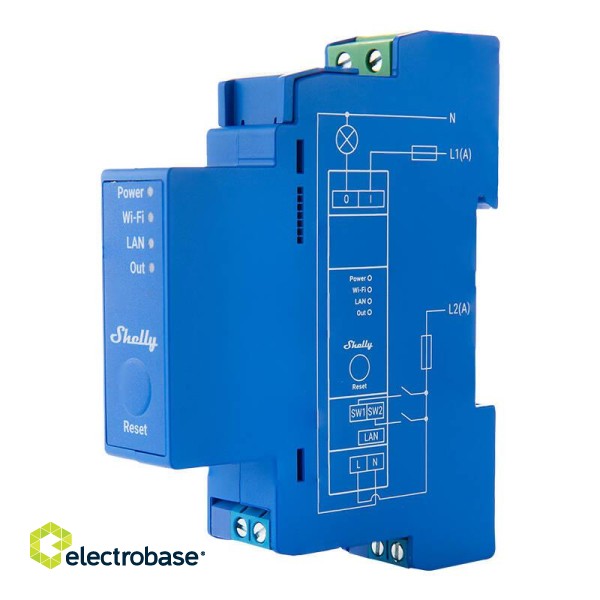 DIN Rail Smart Switch Shelly Pro 1 with dry contacts, 1 channe; image 3