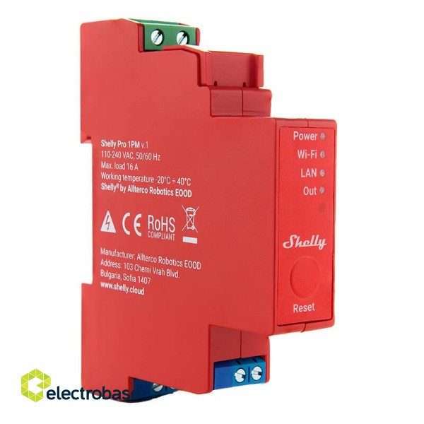DIN Rail Smart Switch Shelly Pro 1PM with power metering, 1 channel image 2