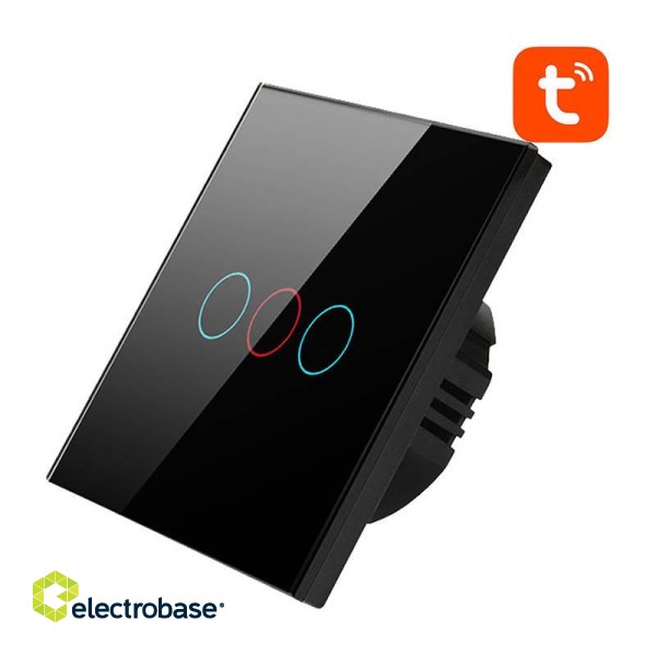 Smart Light Switch WiFi Avatto TS02-EU-B3 3 Way TUYA (black) image 2