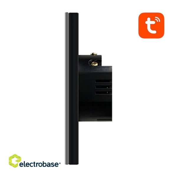Smart Light Switch ZigBee Avatto LZTS02-EU-B3 3 Way No Neutral TUYA (black) paveikslėlis 2