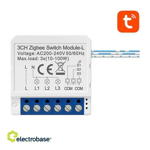 Smart Switch Module ZigBee Avatto LZWSM16-W3 No Neutral TUYA paveikslėlis 1