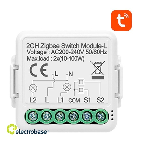Smart Switch Module ZigBee Avatto N-LZWSM01-2 No Neutral TUYA paveikslėlis 1