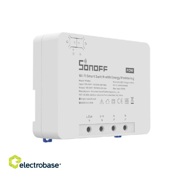 Smart Wi-Fi switch with Energy Monitoring Sonoff POWR3 (25A/5500W) image 2