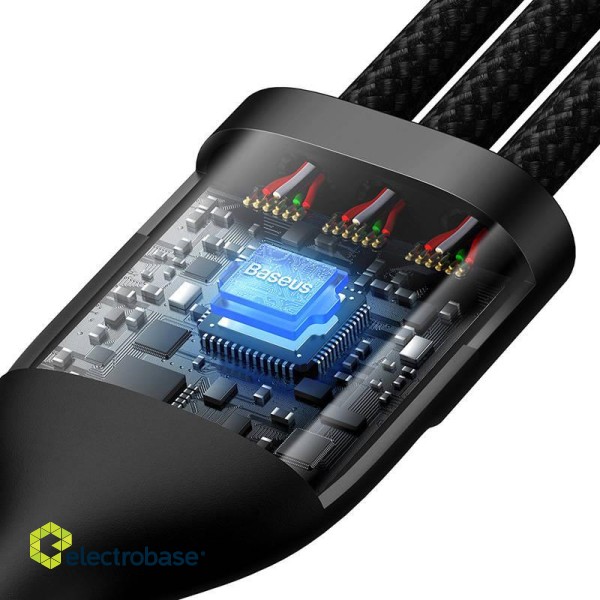 3in1 USB cable Baseus Flash Series 2, USB-C + micro USB + Lightning, 100W, 1.2m (black) image 4