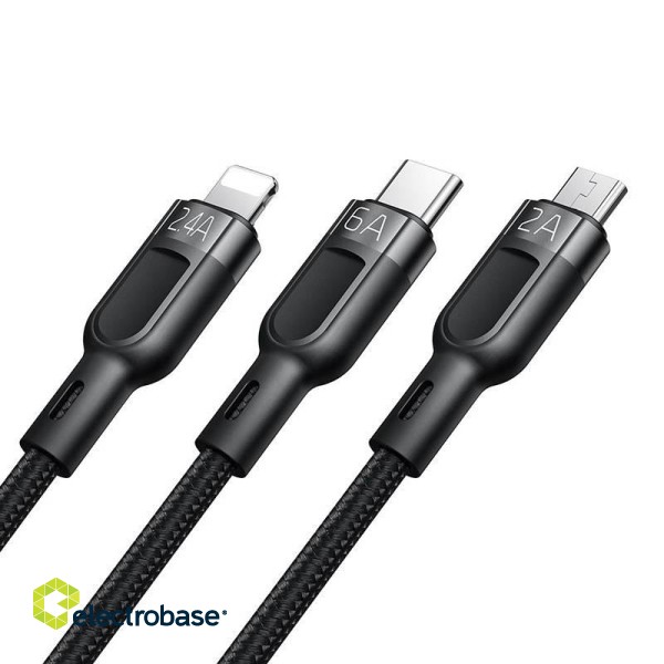 3in1 USB to USB-C / Lightning / Micro USB Cable, Mcdodo CA-0930, 6A, 1.2m (Black) фото 2